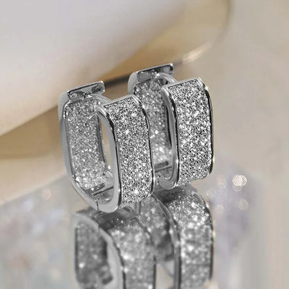 Brincos de argola quadrados de aço inoxidável, cor dourada e prateada para mulheres, luxo brilhante, zircônia cz, brincos geométricos, joias de casamento