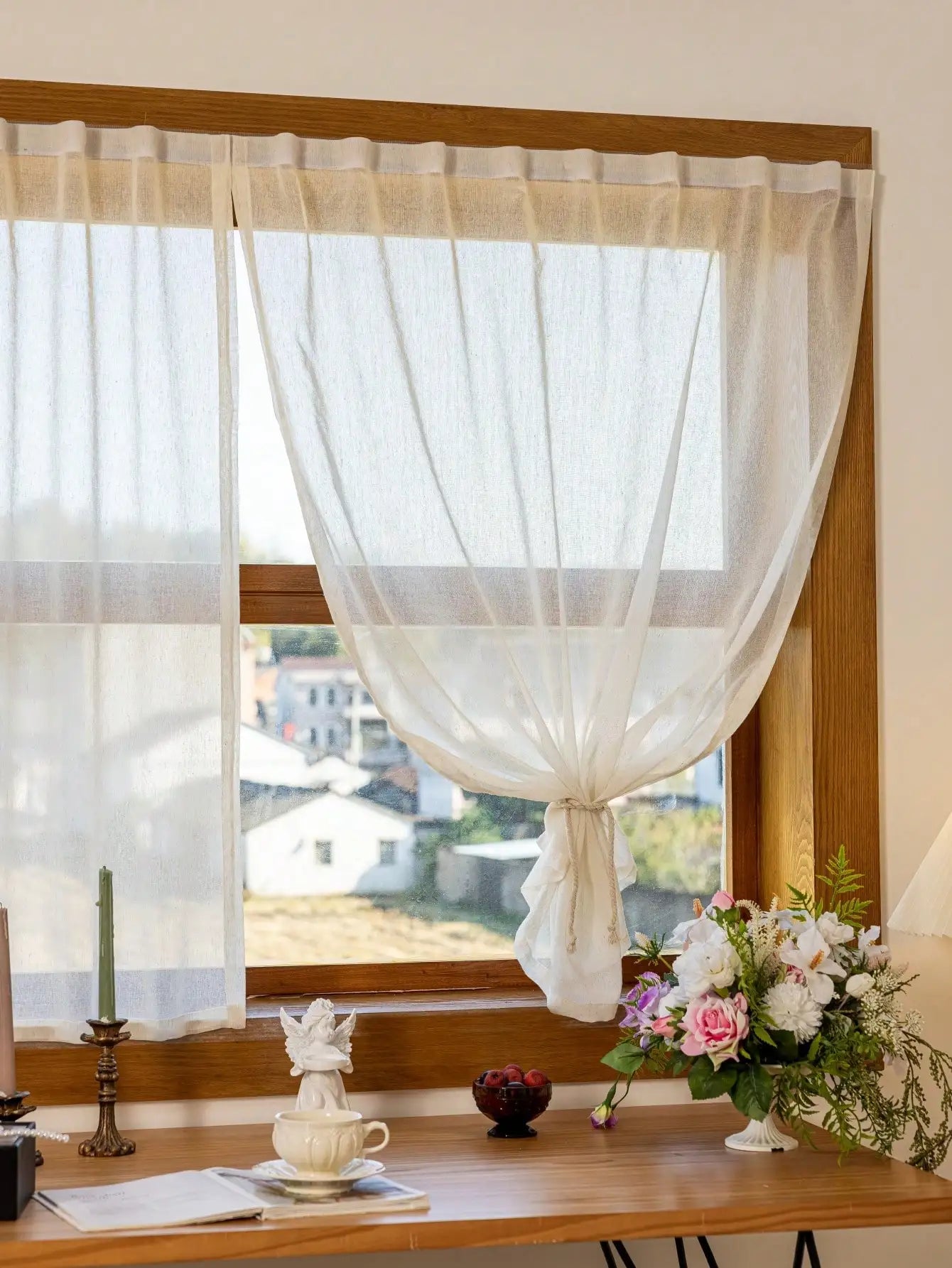 1pc japonês semi-blackout colado cortina adesiva sem perfuração instalação varanda auto-adesivo gaze janela do quarto