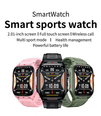 Relógio Inteligente Eletrônico com Chamada BT, Monitor de Frequência Cardíaca, Smartwatch, Rastreador de Fitness, Relógios Esportivos à Prova d'Água para Homens e Mulheres Android 2026