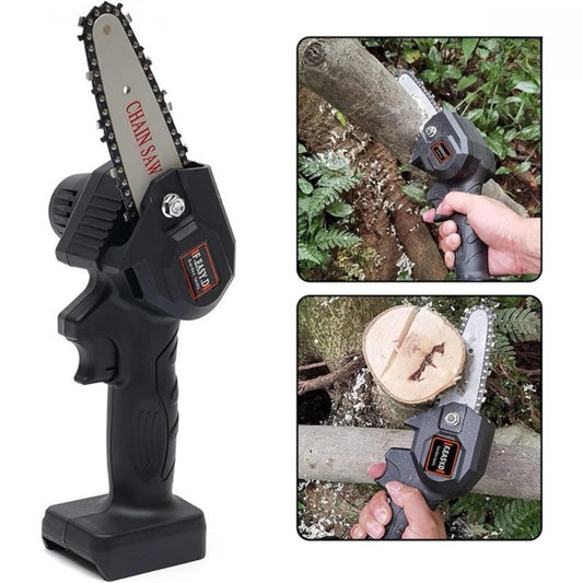 Mini Motosserra Elétrica de 4 Polegadas Recarregável Bivolt para Poda e Jardinagem com Bateria