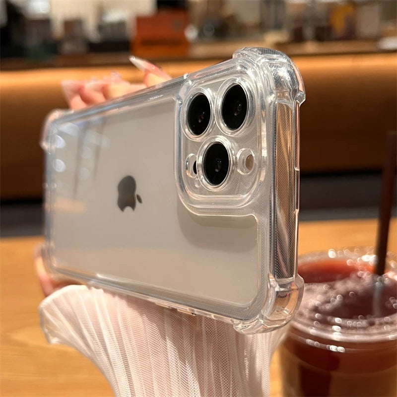 Luxo à prova de choque caso transparente para iphone 17 16 15 14 13 12 11 pro max xxs xr max 7 8 plus se claro macio pára-choques casos capa