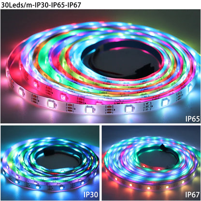 Ws2811 ws2812b ws2813 ws2815 30/60/144 pixels/leds/m 5050 rgbic tira led inteligente ws2812 luz ic endereçável individualmente dc5v/12v