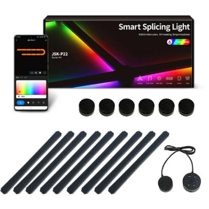 Luz de emenda diy atmosfera luz rgb inteligente luz de parede lâmpada controle voz para sala esports quarto barra decoração luz da noite