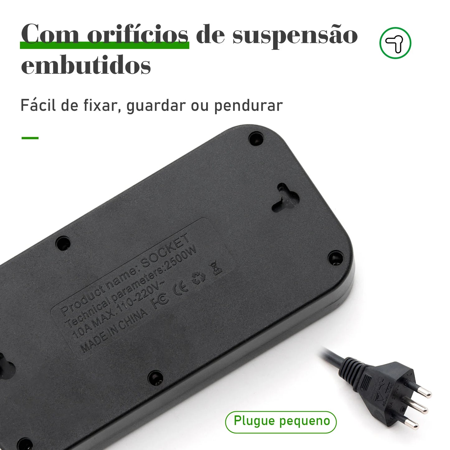 Extensão tomada,Extensão elétrica,Tomada usb,Filtro de linha de tomada,Regua tomadas de energia,Extensao eletrica,110-220V,10A