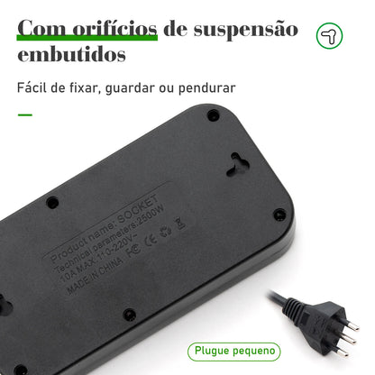 Extensão tomada,Extensão elétrica,Tomada usb,Filtro de linha de tomada,Regua tomadas de energia,Extensao eletrica,110-220V,10A