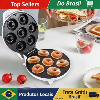 Máquina Elétrica de Fazer Mini Donuts Brazi com Aquecimento Dupla Face e Revestimento Antiaderente para Café da Manhã, Sobremesas, Lanches, Festas em Família e Padarias