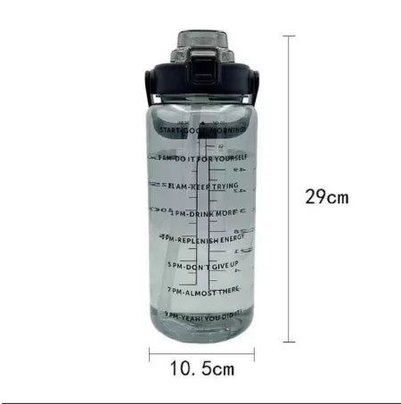 Garrafa de água de palha 2l, copo de água de plástico de grande capacidade, garrafa de bebida portátil com marcador de tempo para esportes ao ar livre