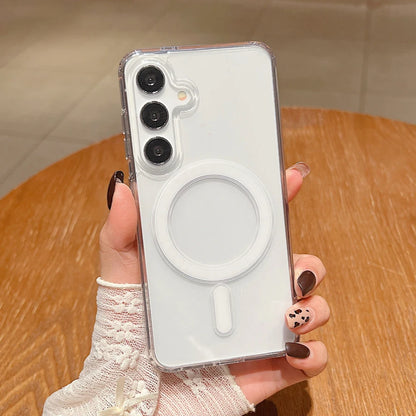 Moda clara magnética magsafe caso de carga sem fio para samsung galaxy s25 s24 s23 s22 s21 s20 plus fe ultra casos anti-queda