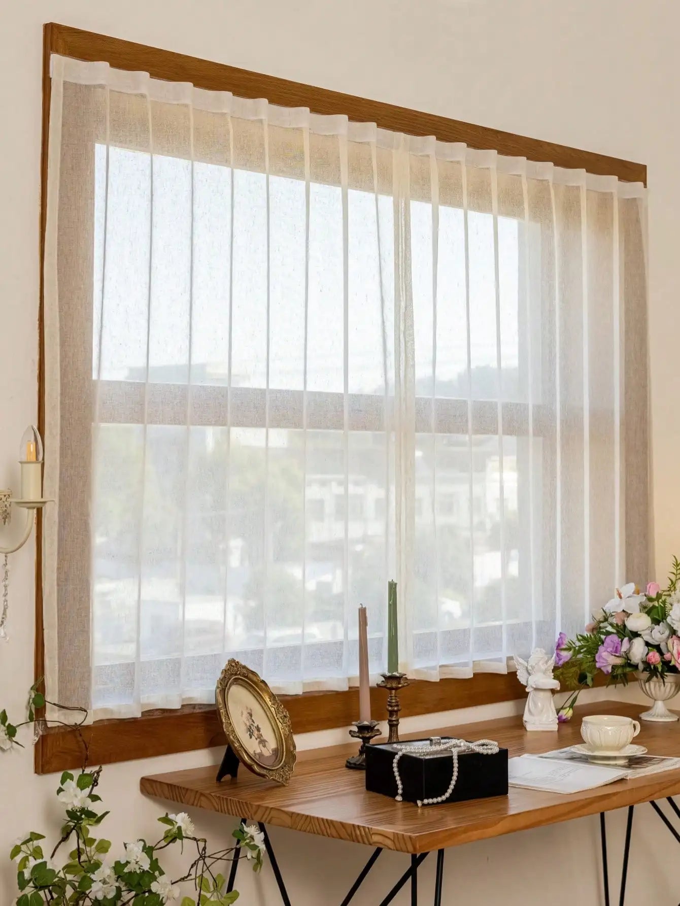 1pc japonês semi-blackout colado cortina adesiva sem perfuração instalação varanda auto-adesivo gaze janela do quarto