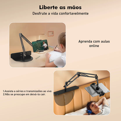 Suporte de Braço Metálico Articulado para Cabeceira - Ajuste 360°, Compatível com Celular e Tablet, Fácil Instalação, Coibeu
