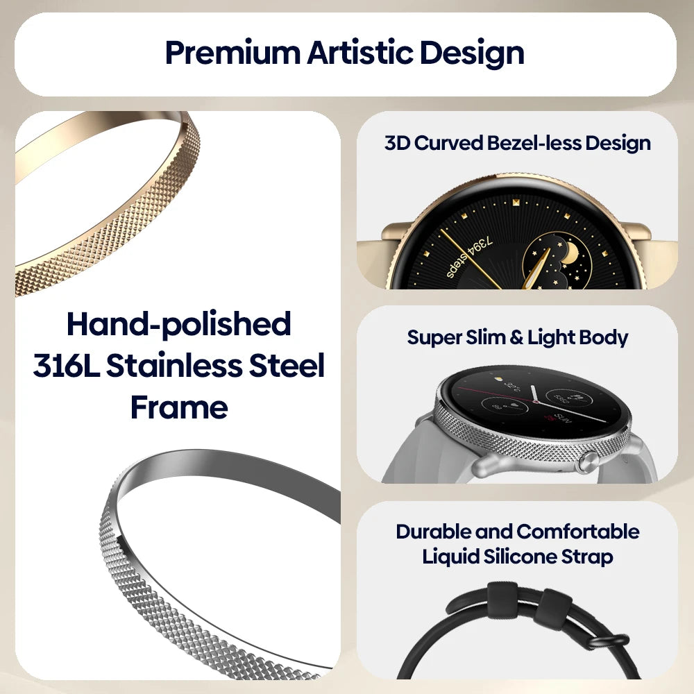 Zeblaze GTR 3 Pro Voz Chamando Relógio Inteligente AMOLED Display Aço Inoxidável 316L Aptidão Smartwatch Para As Mulheres