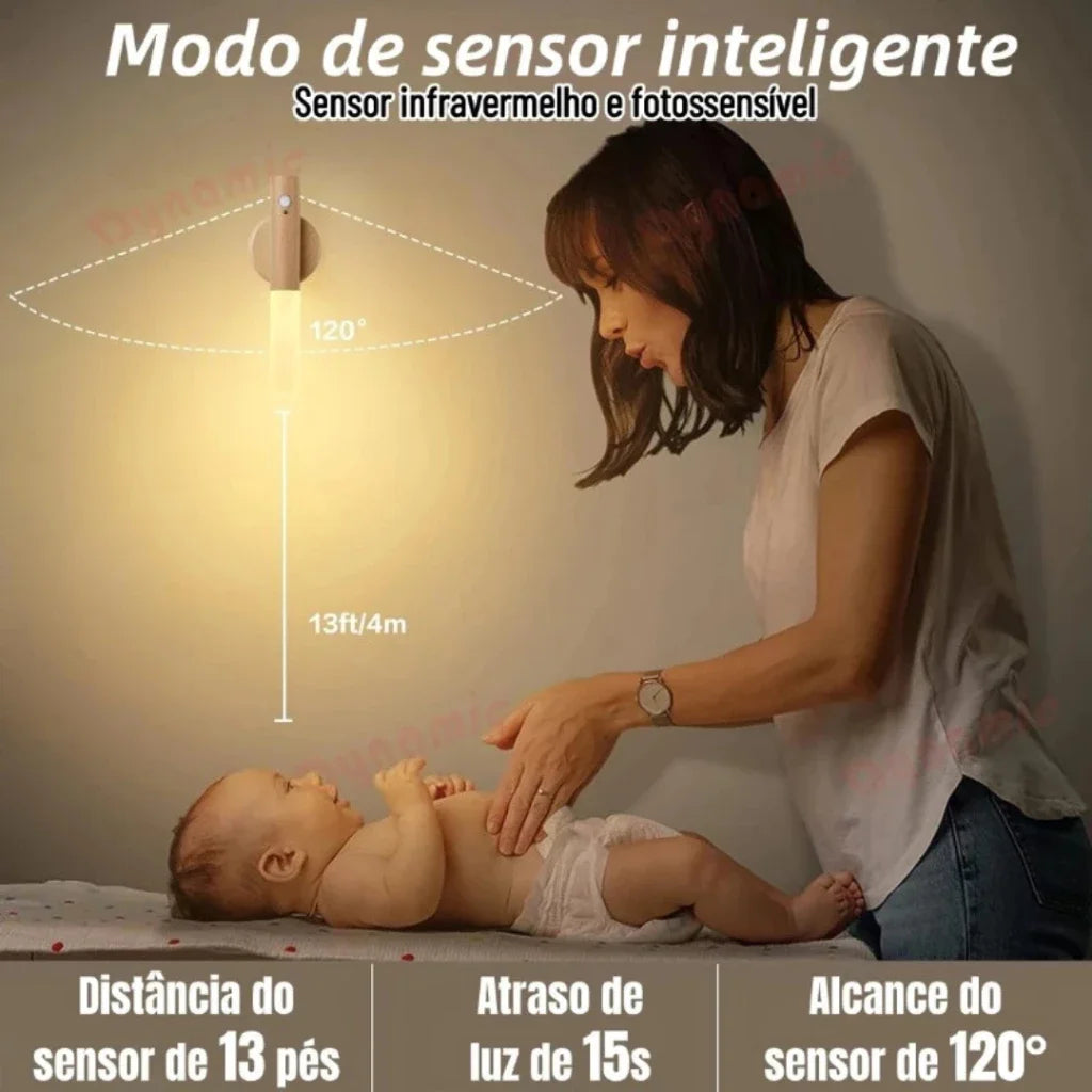 Luminária Led Recarregável Portátil Bastão com Sensor de Movimento para Mesa e Parede
