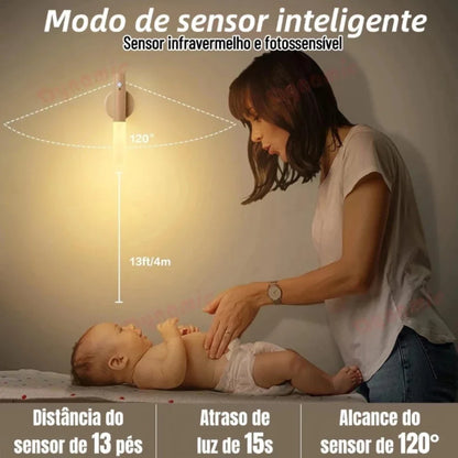 Luminária Led Recarregável Portátil Bastão com Sensor de Movimento para Mesa e Parede