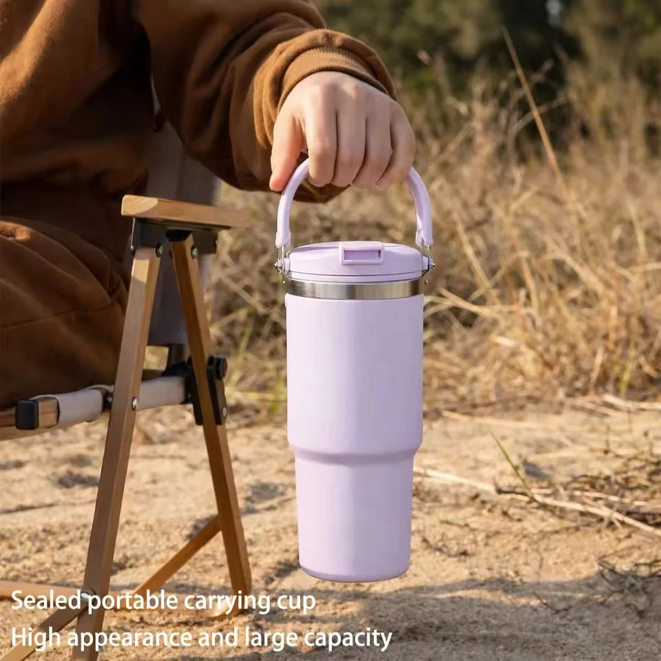 Copo Térmico de Viagem 600ML em Aço Inoxidável com Parede Dupla e Isolamento a Vácuo