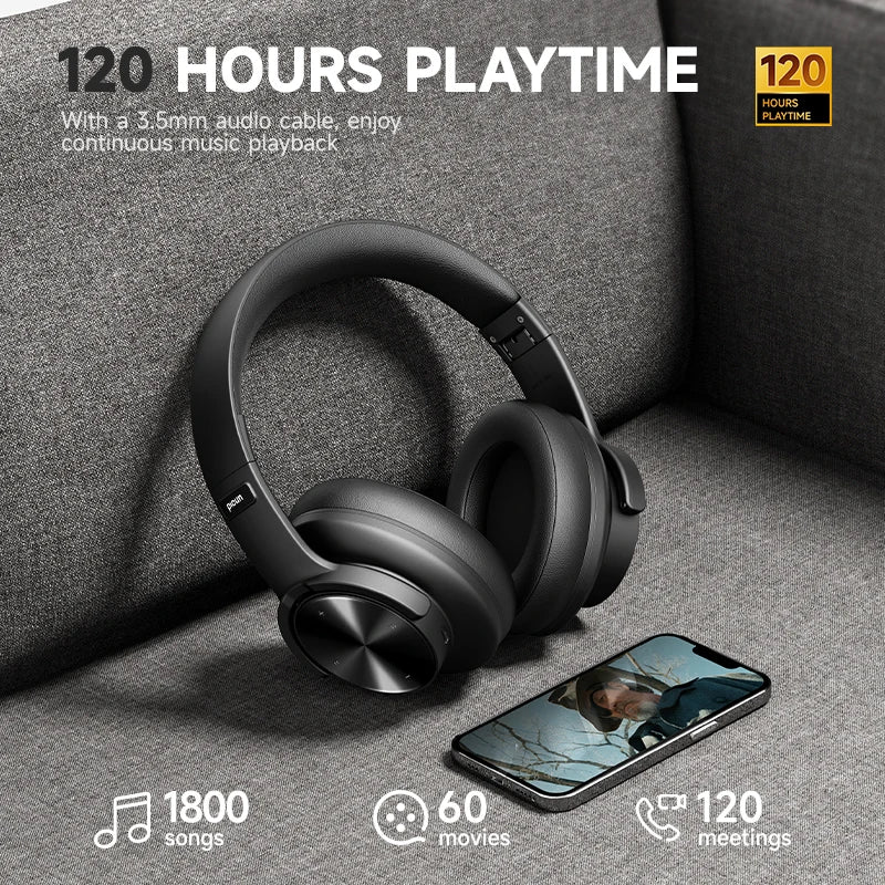 Picun b8 fones de ouvido bluetooth 120h playtime fone de ouvido sem fio bluetooth 3eq modo baixa latência chamadas mãos-livres sobre fones de ouvido