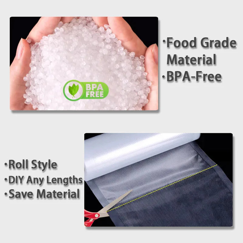 Sacos de embalagem de armazenamento a vácuo de alimentos para aferidor a vácuo carne frutas vegetais sous vide saco de cozinha 12/15/20/25/28cm 500cm/rolo