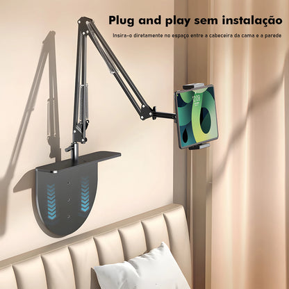 Suporte de Braço Metálico Articulado para Cabeceira - Ajuste 360°, Compatível com Celular e Tablet, Fácil Instalação, Coibeu