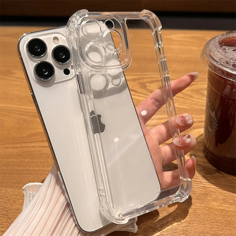 Luxo à prova de choque caso transparente para iphone 17 16 15 14 13 12 11 pro max xxs xr max 7 8 plus se claro macio pára-choques casos capa