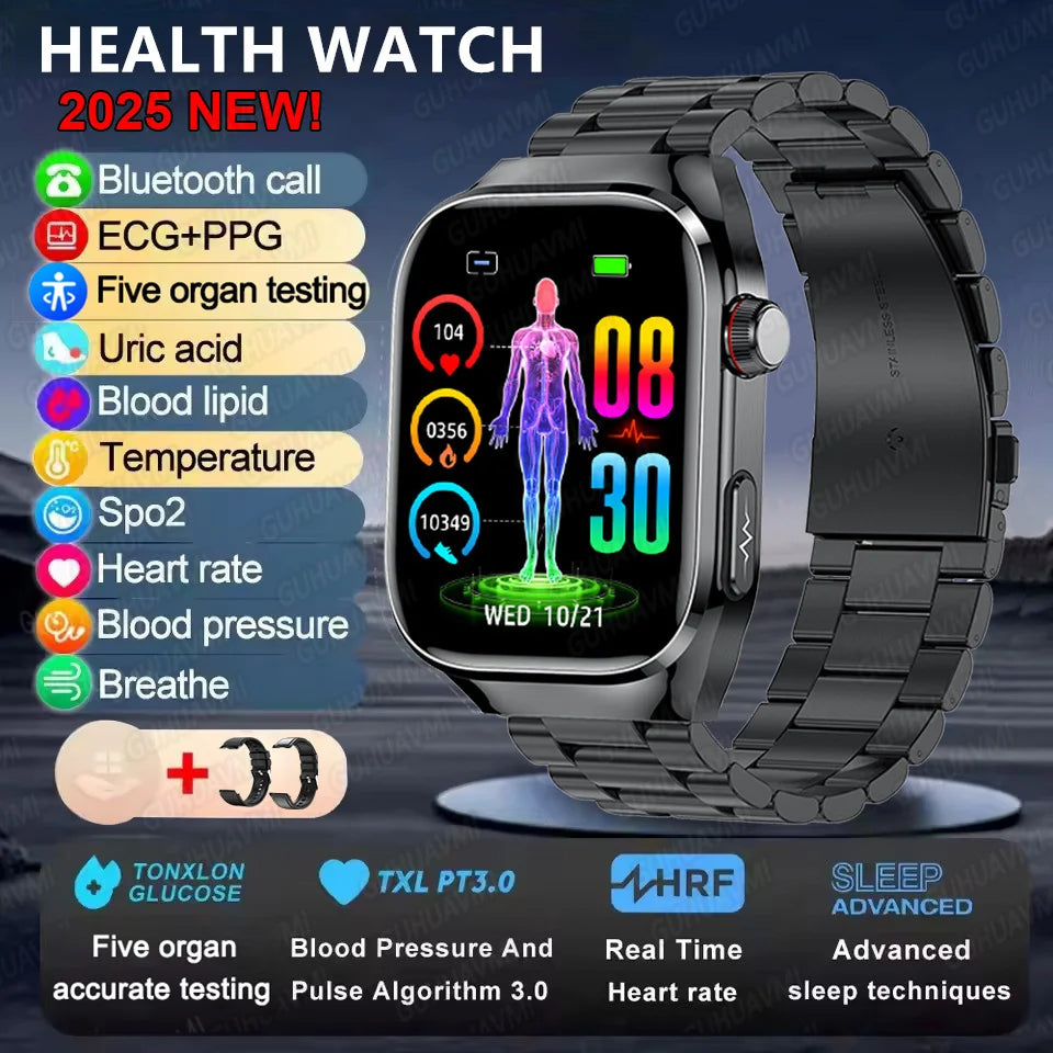 2025new micro exame físico relógio inteligente para homens ácido úrico gordura corporal cinco órgãos relógios de saúde bluetooth chamada smartbracelet