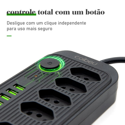 Extensão tomada,Extensão elétrica,Tomada usb,Filtro de linha de tomada,Regua tomadas de energia,Extensao eletrica,110-220V,10A