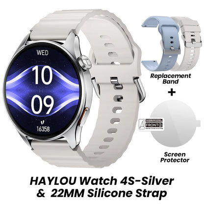 Relógio HAYLOU 4S GPS Smartwatch com Tela HD AMOLED de 1.43”, Posicionamento GPS por 5 Satélites, 120+ Modos de Treino, Relógio Inteligente para Fitness