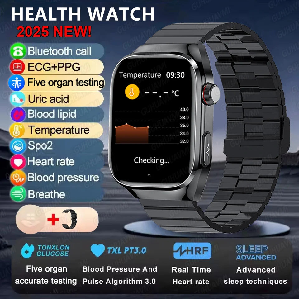 2025new micro exame físico relógio inteligente para homens ácido úrico gordura corporal cinco órgãos relógios de saúde bluetooth chamada smartbracelet