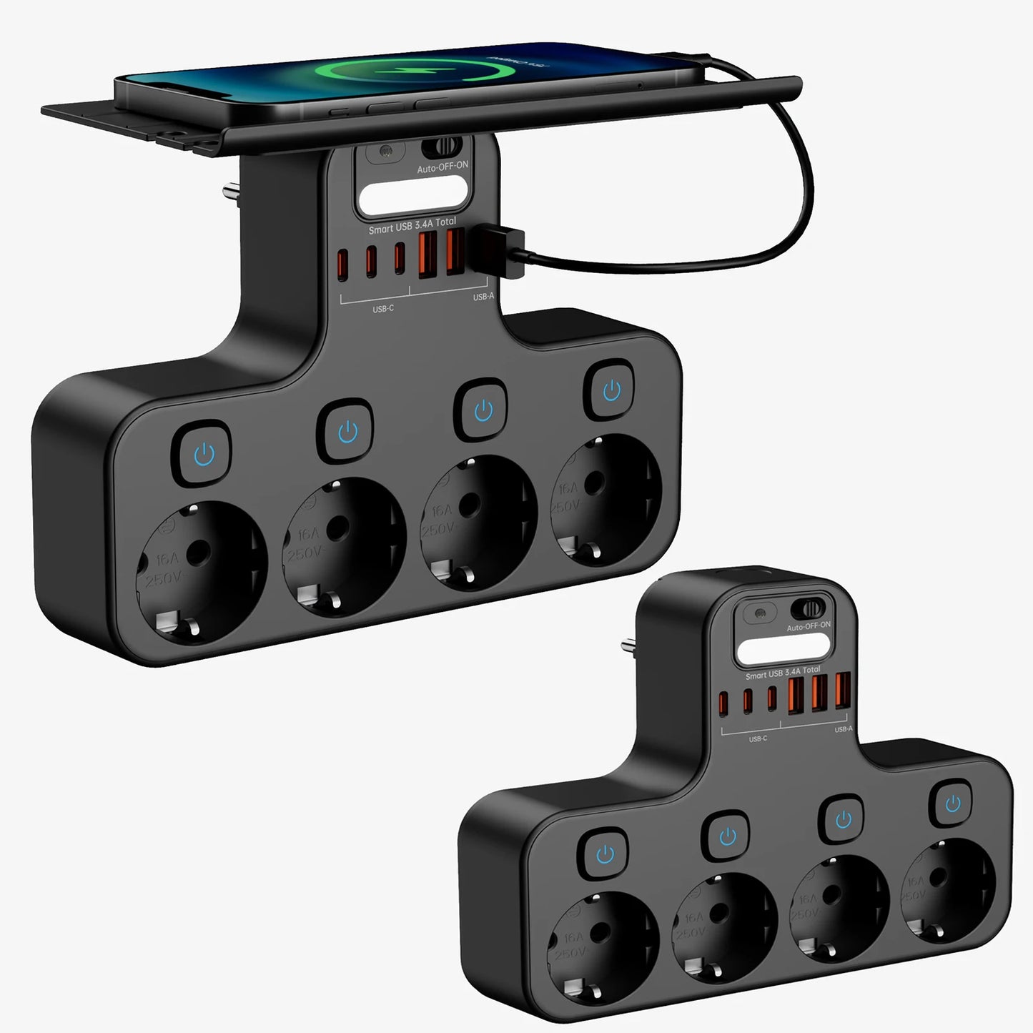 4000w ue plug power strip tomada multifuncional inteligente luz noturna interruptor independente tomada padrão europeu com portas usb c