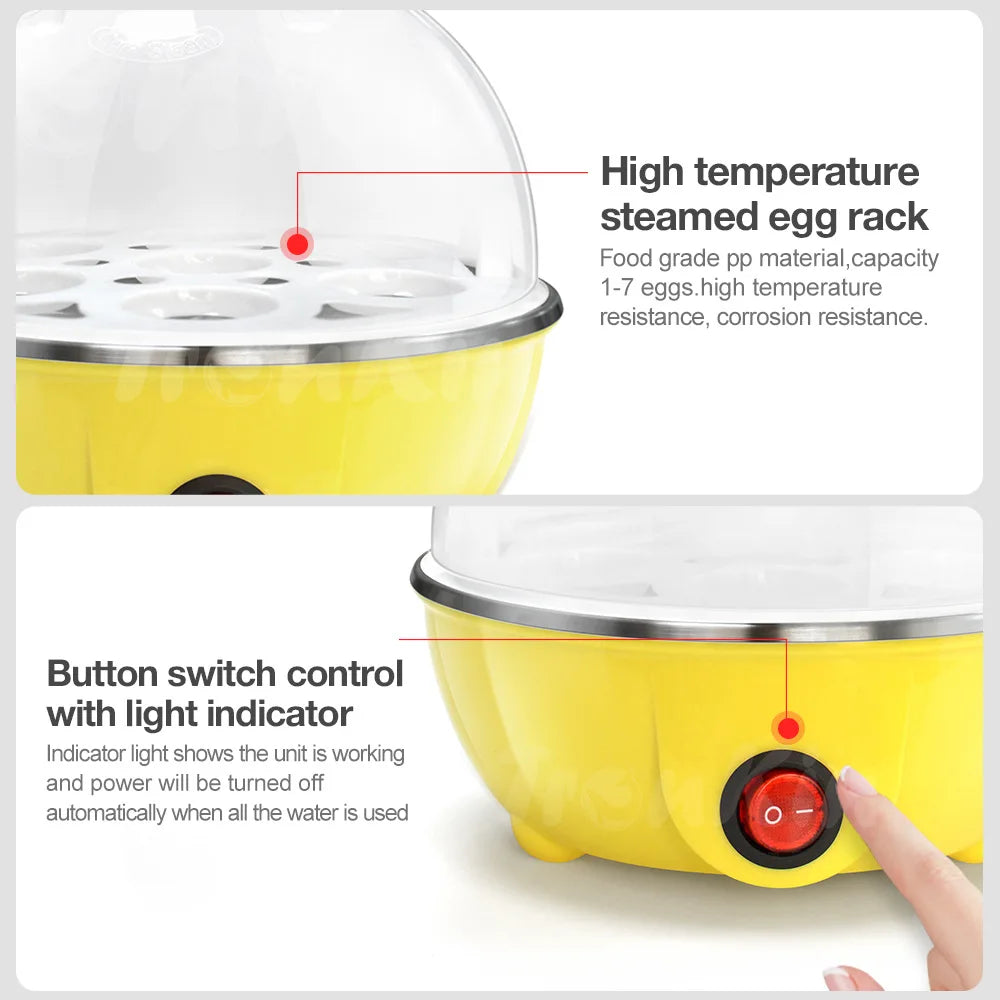 Panela Elétrica Cozedora de Ovos com Vaporizador, Proteção Anti-Queima a Seco, Desligamento Automático, Essencial para o Café da Manhã