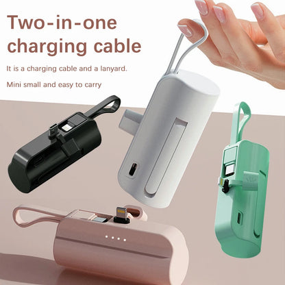 Power Bank 10000mAh Leve com Cabo Embutido Carregador Portátil para Celular Emergência Diária