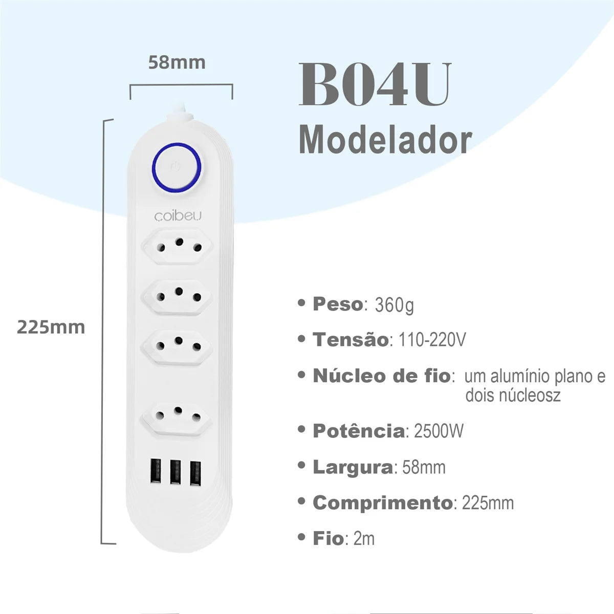 Extensão tomada,Extensão elétrica,Tomada usb,Filtro de linha de tomada,Regua tomadas de energia,Extensao eletrica,110-220V,10A
