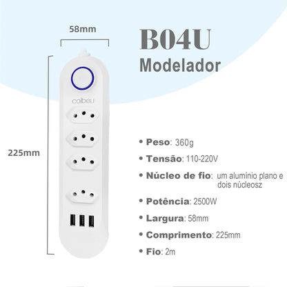 Extensão tomada,Extensão elétrica,Tomada usb,Filtro de linha de tomada,Regua tomadas de energia,Extensao eletrica,110-220V,10A