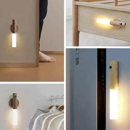 Led Sensor De Movimento Luz Usb Recarregável Lâmpada Cabeceira Luz Da Noite Brilho Ajustável Quarto Escadas