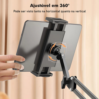 Suporte de Braço Metálico Articulado para Cabeceira - Ajuste 360°, Compatível com Celular e Tablet, Fácil Instalação, Coibeu