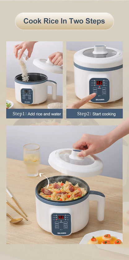 Panela elétrica de arroz 1,7l, camada dupla única, 220v, multifogão, antiaderente, mecânica inteligente, multicooker, panela de arroz no vapor para casa