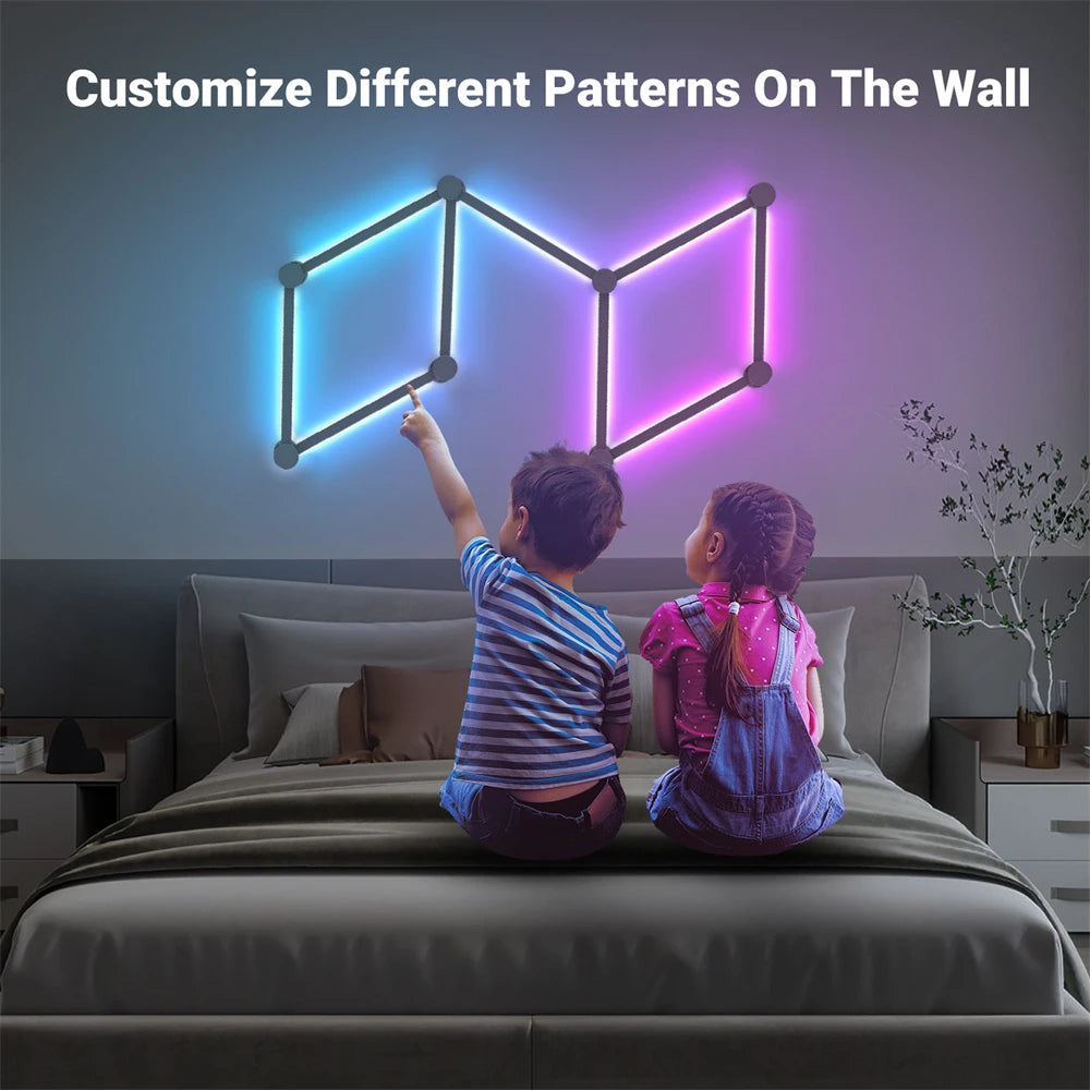 Luz de emenda diy atmosfera luz rgb inteligente luz de parede lâmpada controle voz para sala esports quarto barra decoração luz da noite