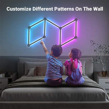 Luz de emenda diy atmosfera luz rgb inteligente luz de parede lâmpada controle voz para sala esports quarto barra decoração luz da noite