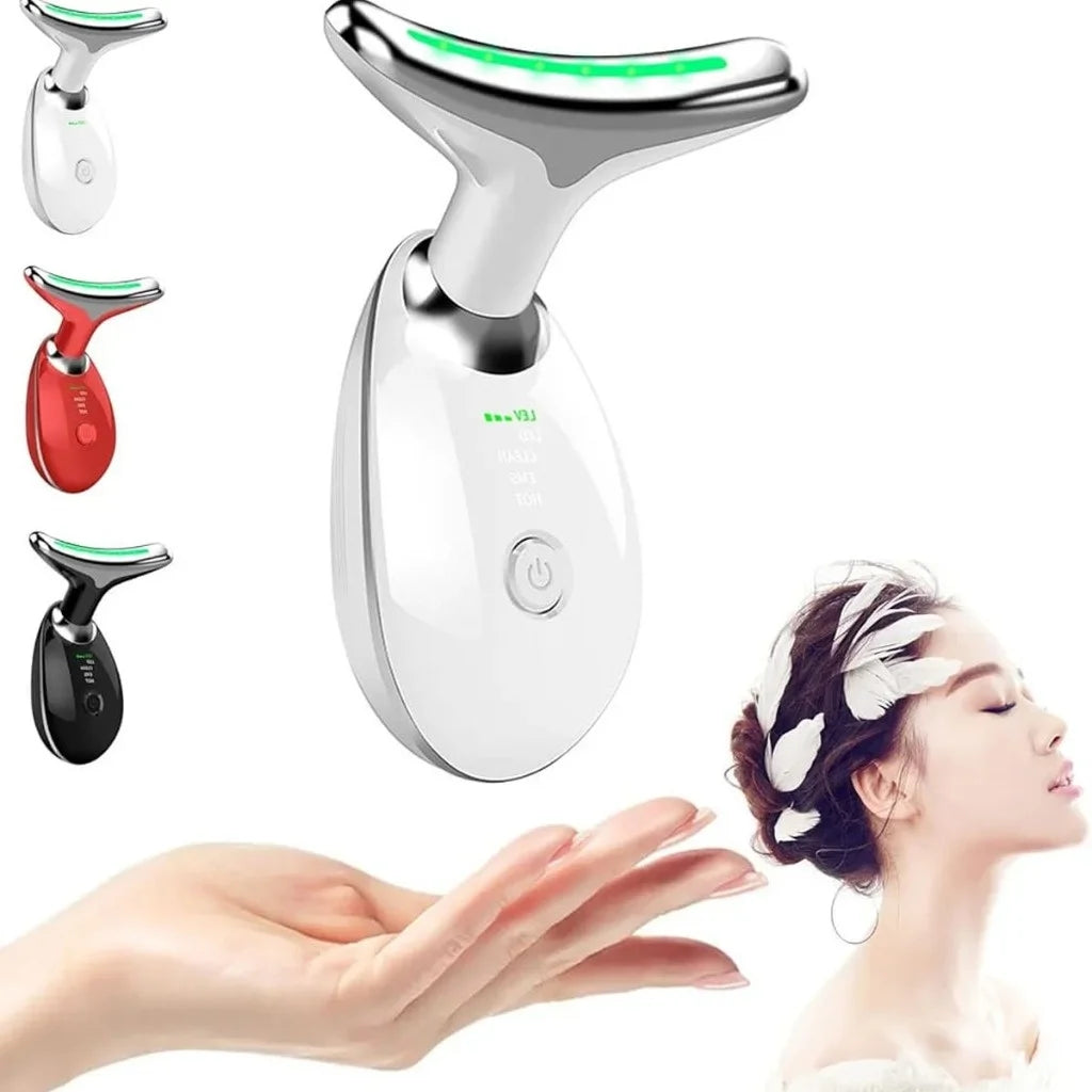 Portátil Beleza Pele Firmeza Pescoço Led Vibração Fóton Levanta A Anti-Rugas Remover Massageador