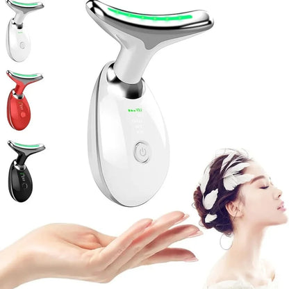 Portátil Beleza Pele Firmeza Pescoço Led Vibração Fóton Levanta A Anti-Rugas Remover Massageador