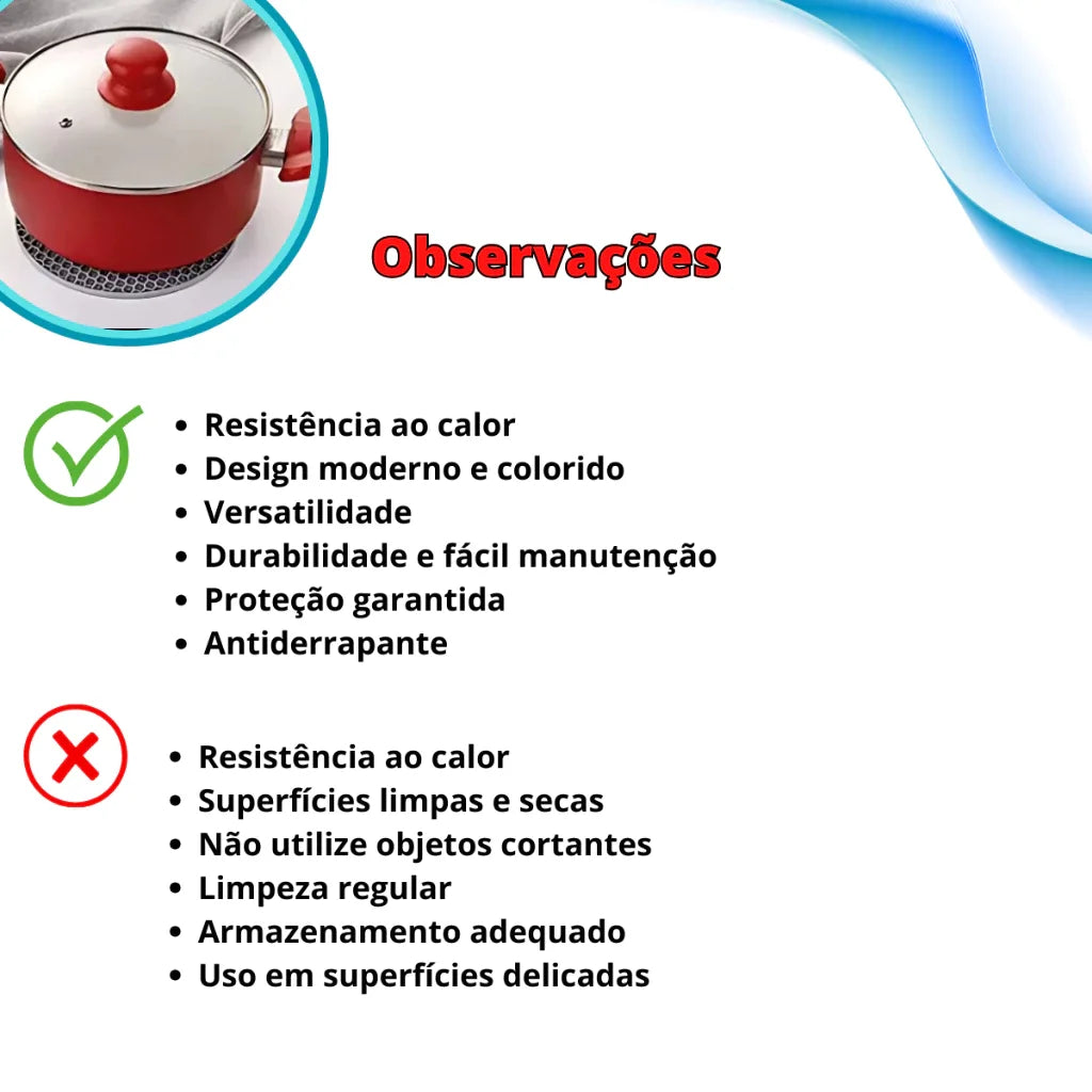 Kit 4 Descansos Panela em Silicone Protetor Resistente Antiderrapante Coaster Para Talheres