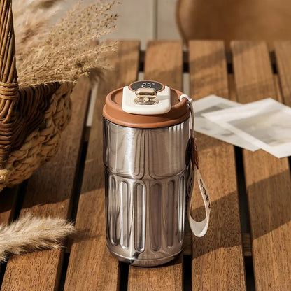 Copo de café com display digital inteligente de temperatura LED Garrafa térmica de aço inoxidável mantém frio e calor caneca térmica copo esportivo