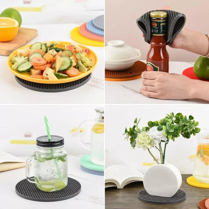 Kit 4 Descansos Panela em Silicone Protetor Resistente Antiderrapante Coaster Para Talheres