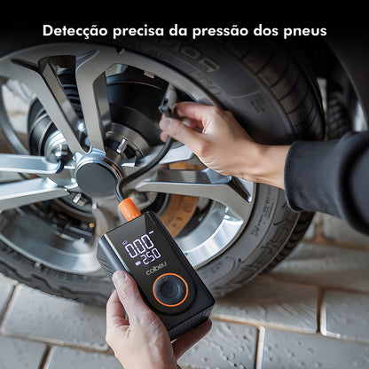 Bomba de Inflação Portátil Sem Fio 60W, Bateria 1800mAh*2, 5 Modos (Carro/Bicicleta/Moto), LED, Desligamento Automático, Type-C