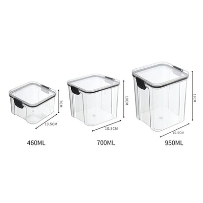 Frasco de armazenamento de alimentos selado transparente Organizador de cozinha de plástico Tanque Multigrain Frascos selados secos empilháveis Conjunto de 5pcs