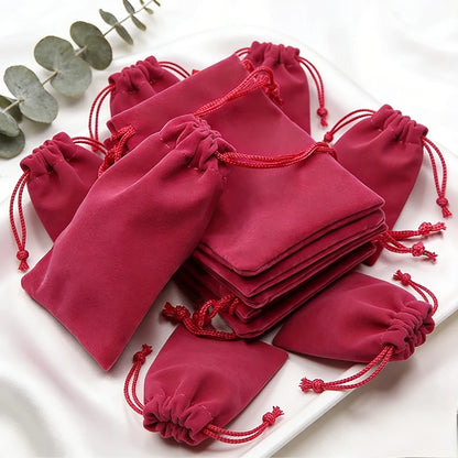 100 unidades de sacos de veludo com cordão para joias, bolsas de camurça macia 5x7cm 7x9cm 9x12cm, pequenas embalagens para presentes, para anéis, brincos e pulseiras