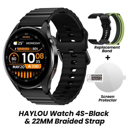 Relógio HAYLOU 4S GPS Smartwatch com Tela HD AMOLED de 1.43”, Posicionamento GPS por 5 Satélites, 120+ Modos de Treino, Relógio Inteligente para Fitness