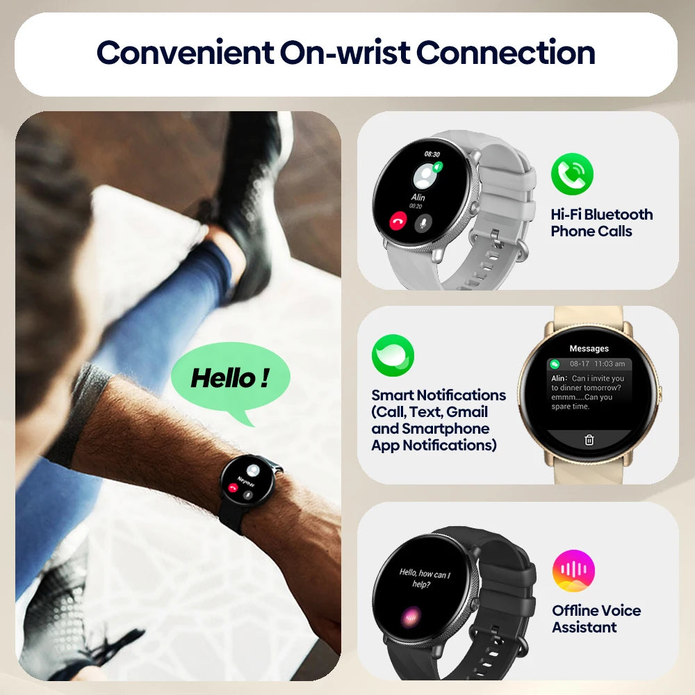 Zeblaze GTR 3 Pro Voz Chamando Relógio Inteligente AMOLED Display Aço Inoxidável 316L Aptidão Smartwatch Para As Mulheres