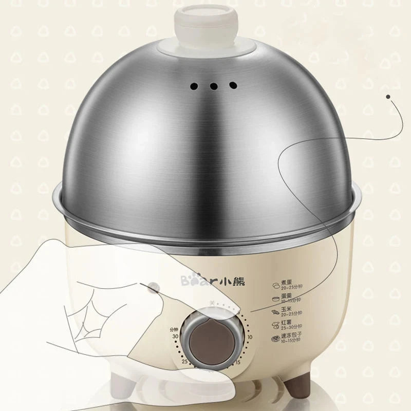 Caldeira elétrica para ovos, 360w, máquina de café da manhã, multicooker, vaporizador automático, panelas para ovos, creme de ovo doméstico, fogão a vapor com temporizador