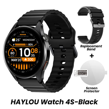 Relógio HAYLOU 4S GPS Smartwatch com Tela HD AMOLED de 1.43”, Posicionamento GPS por 5 Satélites, 120+ Modos de Treino, Relógio Inteligente para Fitness