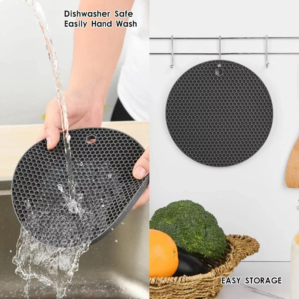 Kit 4 Descansos Panela em Silicone Protetor Resistente Antiderrapante Coaster Para Talheres