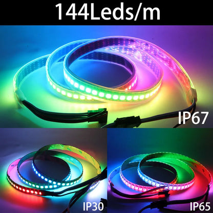 Ws2811 ws2812b ws2813 ws2815 30/60/144 pixels/leds/m 5050 rgbic tira led inteligente ws2812 luz ic endereçável individualmente dc5v/12v